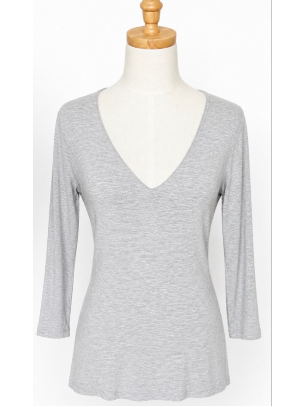 New Majestic Paris Gray Long Sleeve V-Neck Tee Size XL